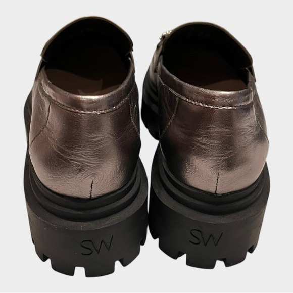 NWOT STUART WEITZMAN Owen gunmetal pewter Loafers with Chunky lug Sole Size 8.5 - Picture 4 of 7